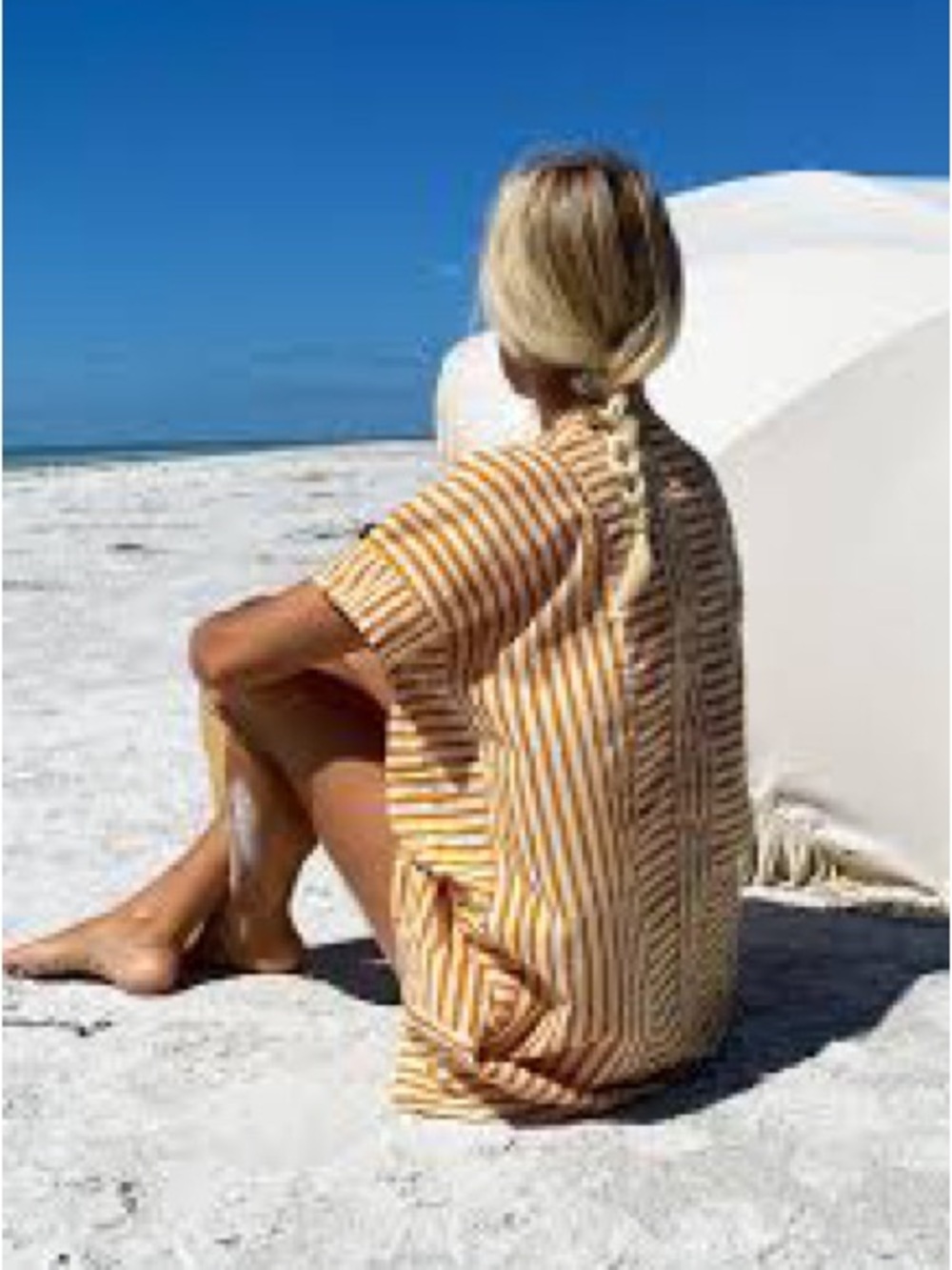 Emerson Fry Caftan Marigold Stripe OS S M L Organic Cotton Block Print Dyed - Picture 4 of 8